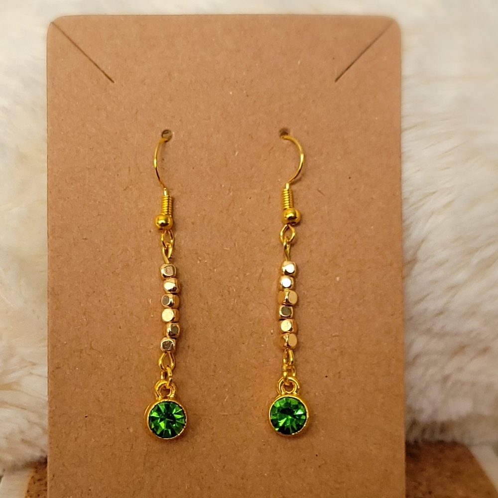 Elegant Gold and Green Dangle Earrings